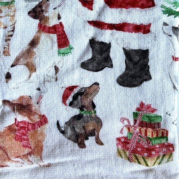Humane Society 3 Pc Kitchen Towel Set Black Santa Dogs Christmas Presents NWT - Picture 4 of 4